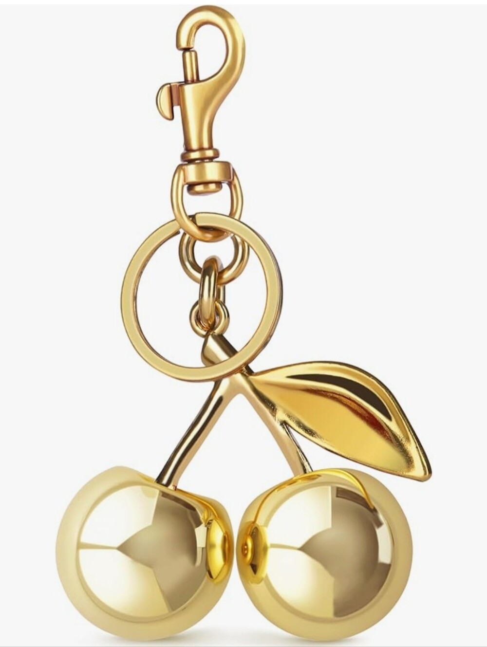 Cherry Goldtone Metal Key Chain Bag Charm
